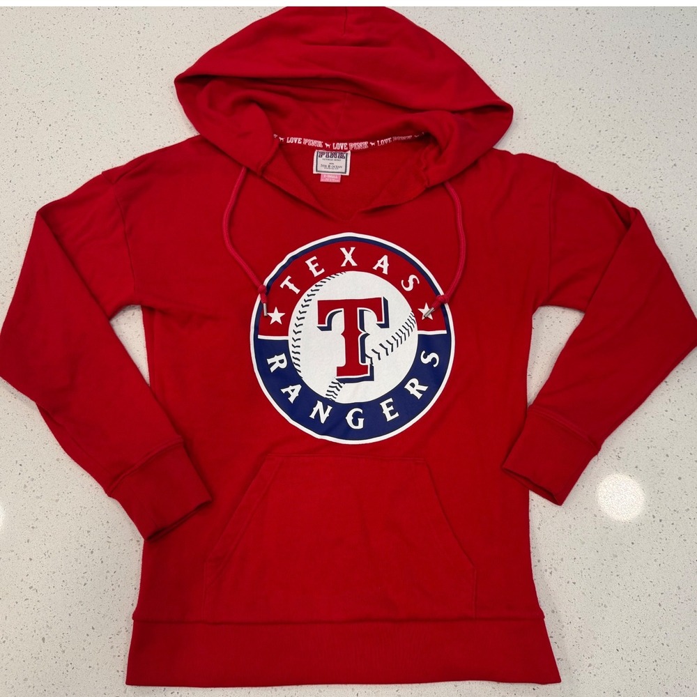 PINK Texas Rangers Hoodie Women XS Red Excellent MLB Baseball Athleisure